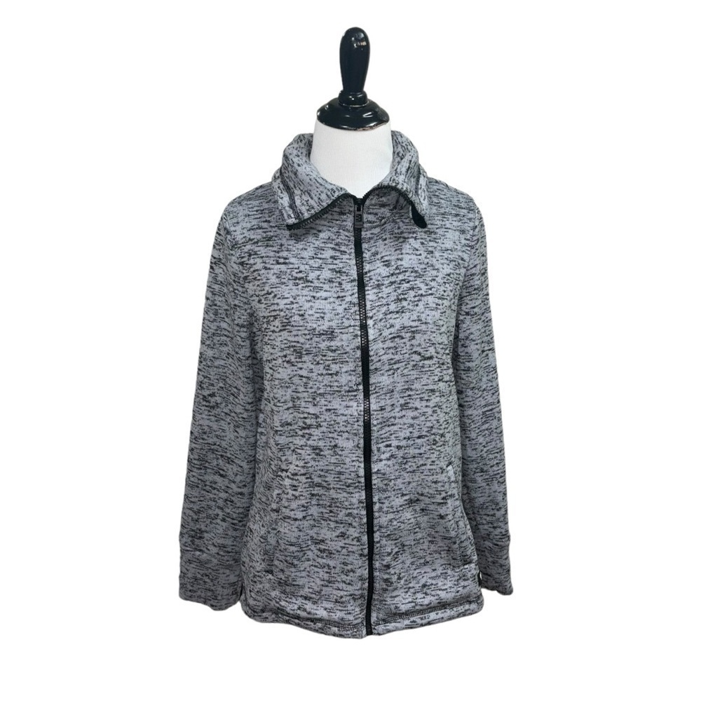 Calvin Klein Performance Women's M Medium Full Zip Sweater Thick Heathered Knit